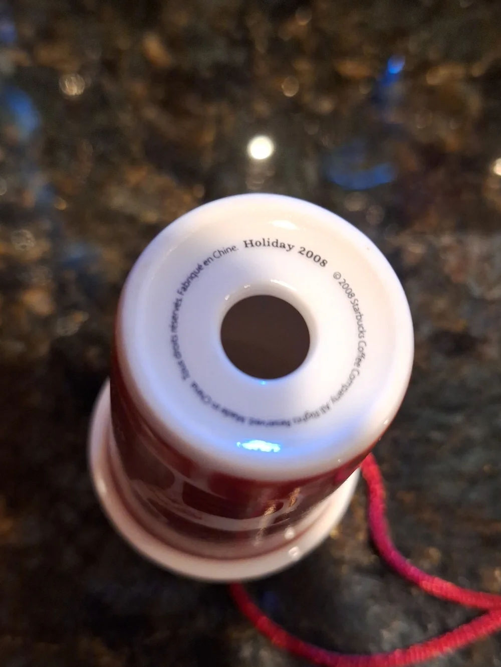 Starbucks 2008 Red Holiday Cup Ornament with White Lid In Box